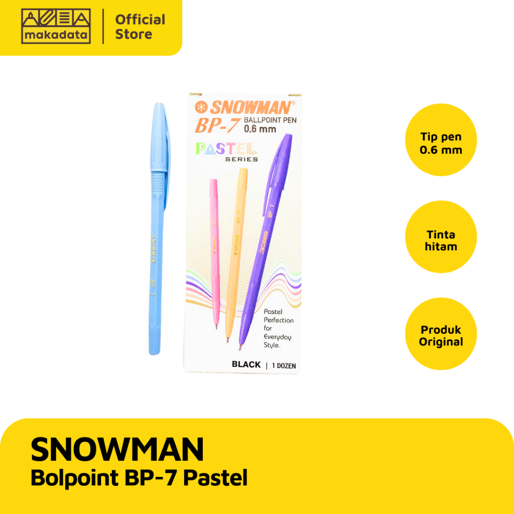 

BOLPOINT / BOLPEN / PULPEN GEL SNOWMAN BP-7 PASTEL (1 PACK) MURAH