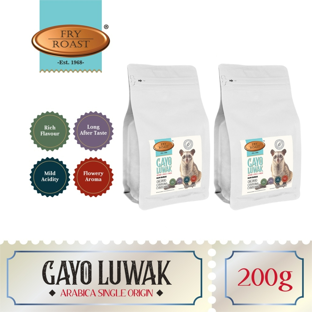 

FRY ROAST - Kopi Bubuk Arabica Gayo Luwak - 2 x 200 gr