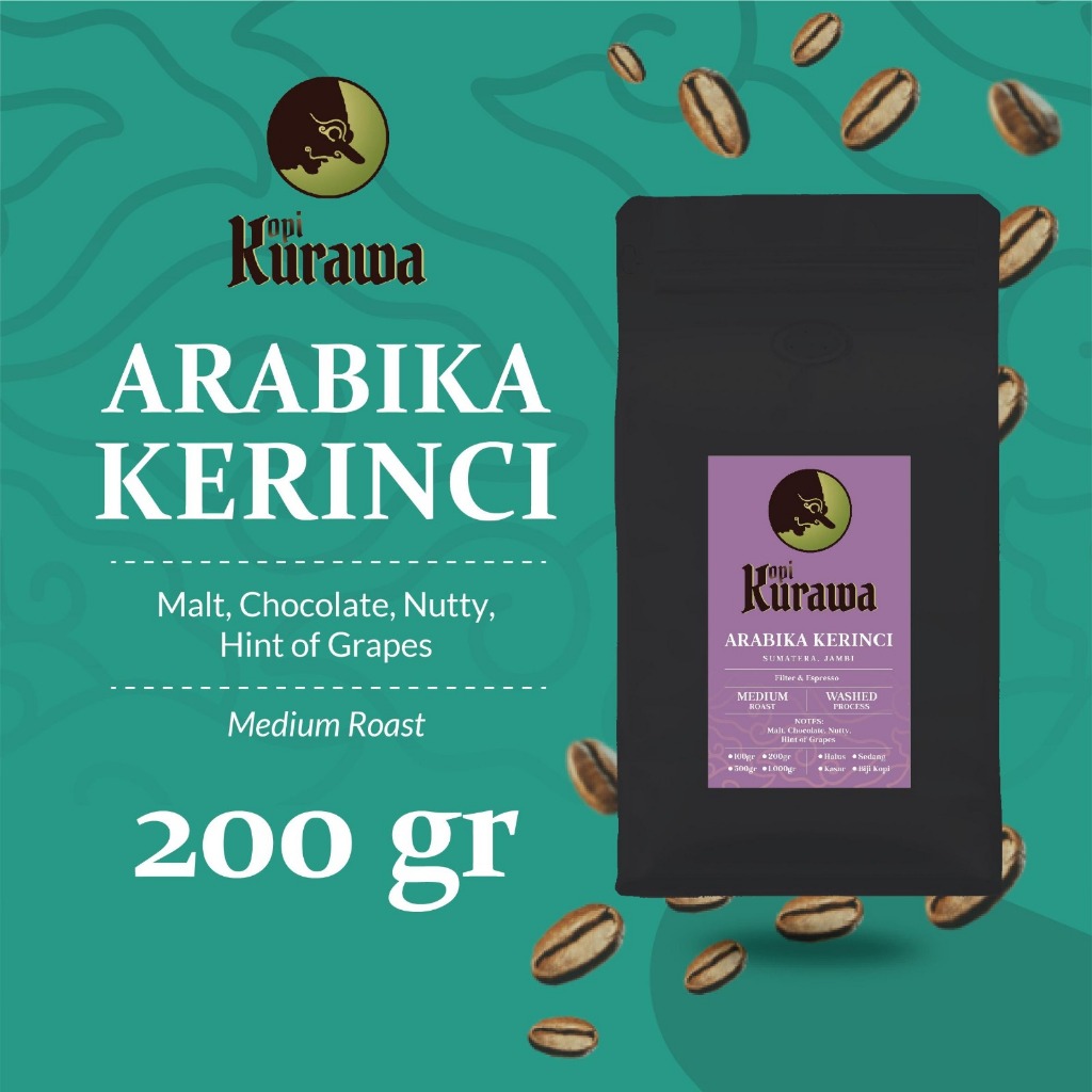 

Kopi Arabika Kerinci Sumatera 200gr Arabica Coffee Bean Biji Bubuk