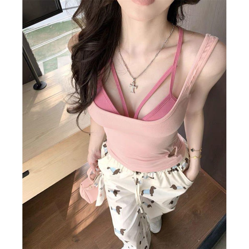 Elizabethgrosir1 One Set Tank Top Bra Import Premium Bahan kaos import premium stretchy lembut adem
