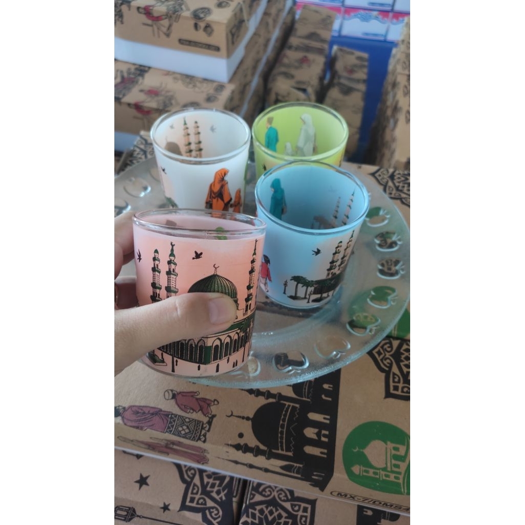 GELAS KACA KECIL SET MOTIF