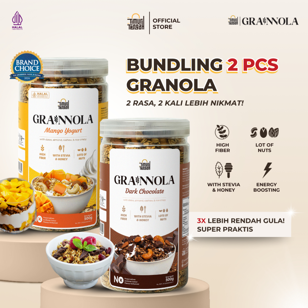 

Timur Tengah - [Paket Bundling 2 Pcs] Grainnola 500 gr Granola Sereal Sarapan Sehat Rendah Kalori