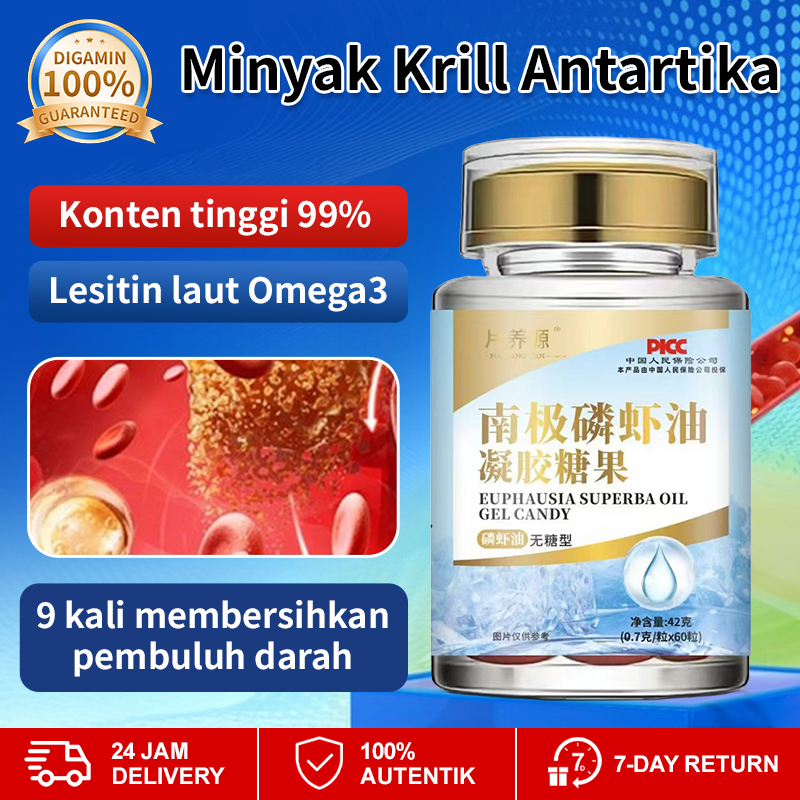 

❤️Beli 2 gratis 3❤️【 0 Gula Tebu】 Permen Gel Minyak Krill Antartika (60 Butir/Botol) 100% Alami Astaxanthin Omega-3 DHA EPA Minyak Krill Alami Suplemen Kesehatan Meningkatkan Kesehatan Pembuluh Darah