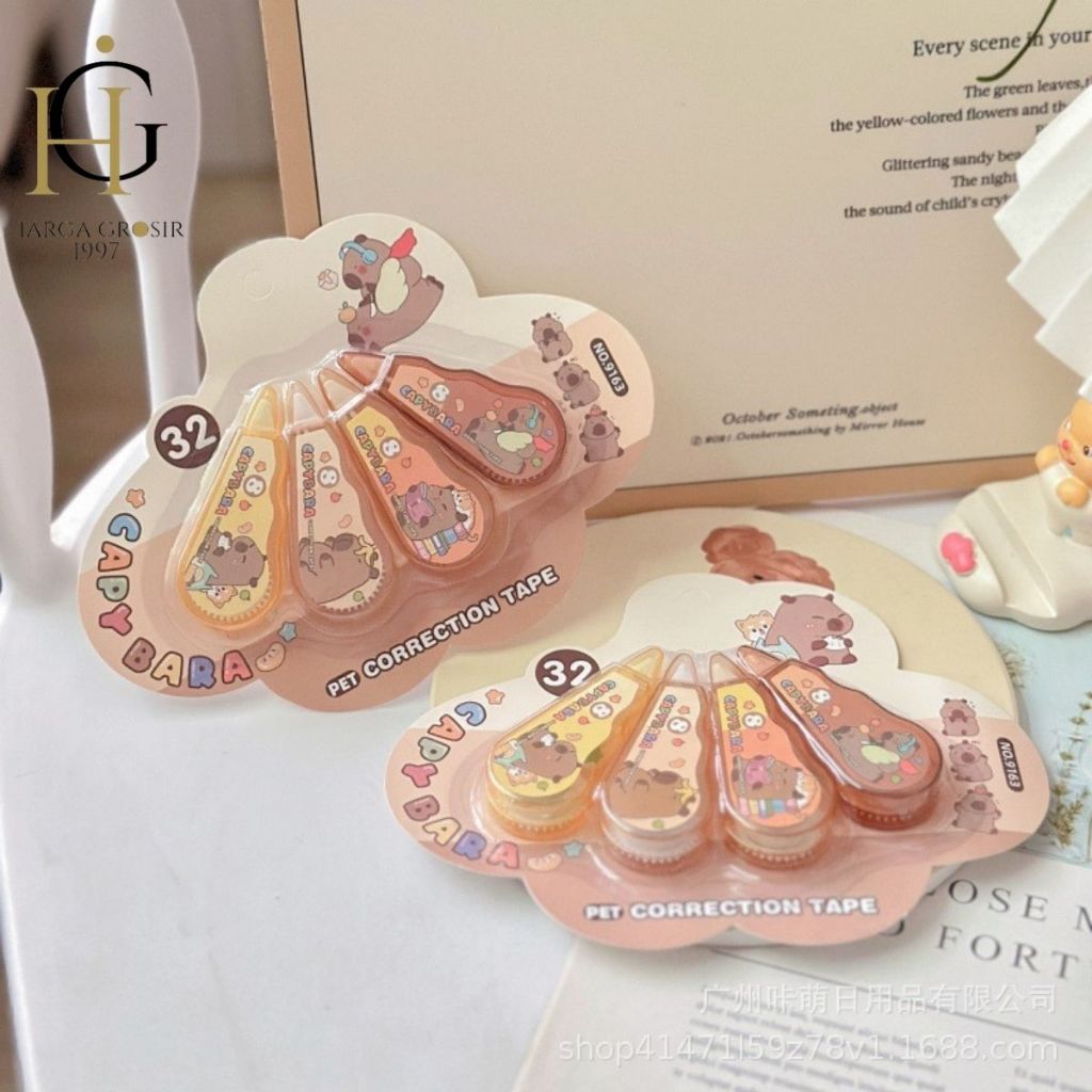 

TipX Tip ex Tipex Kapibara Capybara Cappybara 1 SET ISI 4 PCS CAPYBARA CT-1928 Penghapus pulpen tulisan kado unik hampers anak