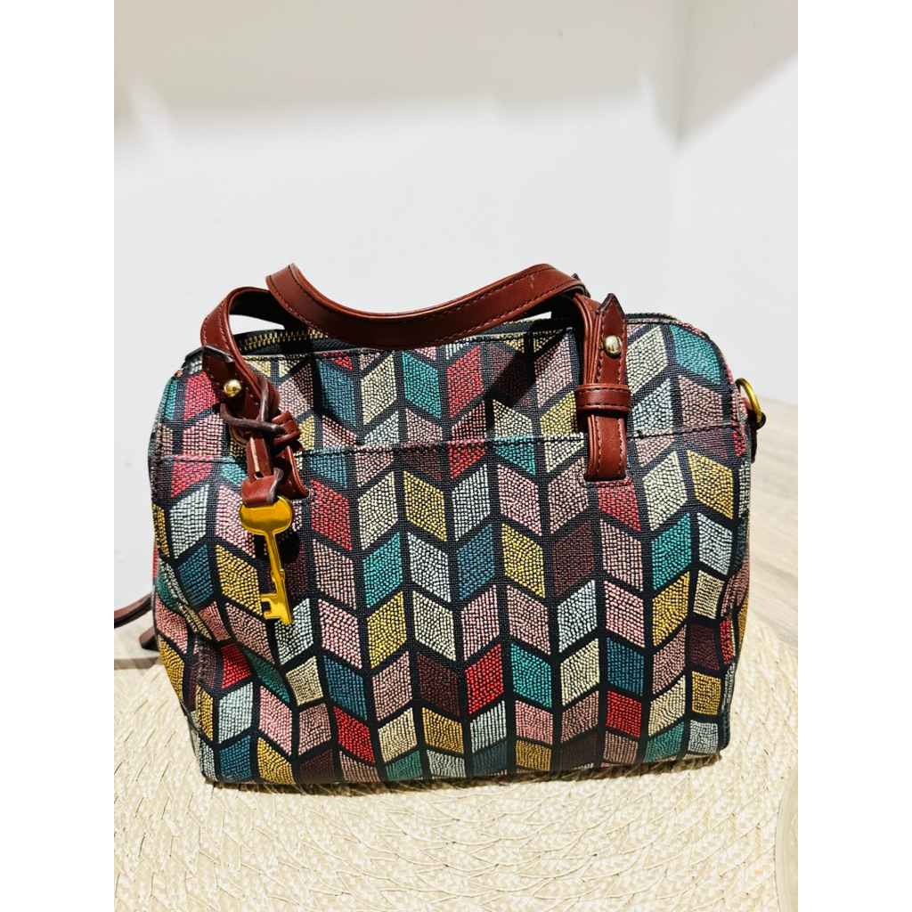 tas Fossil satchel multy color preloved