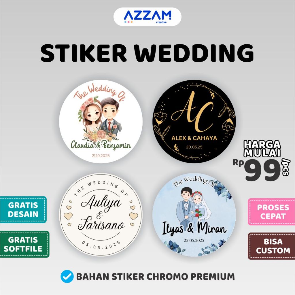 

STIKER PERNIKAHAN / STIKER WEDDING / STIKER / STICKER / STIKER LABEL / STICKER LABEL / LABEL / STIKER CUSTOM
