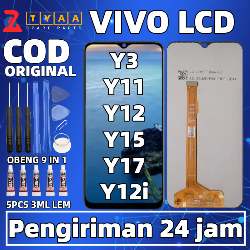 ORIGINAL LCD Touchscreen VIVO Y12/Y15/Y17/Y12i/Y11/Y3 Fullset Original HP Garansi 1 tahun + lem