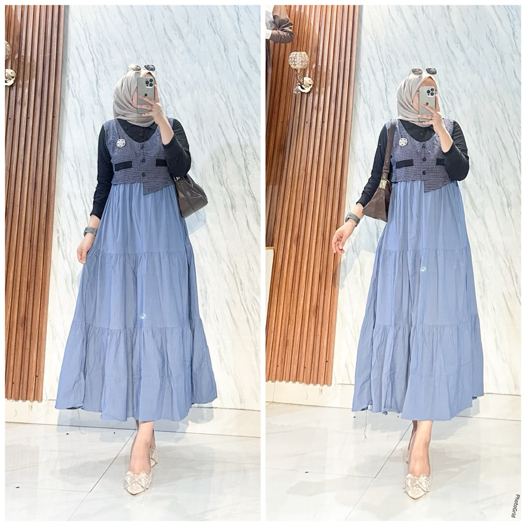 Midi dress layla - Midi layla rompi terbaru - Midi dress layla busui - Midi layla DNL