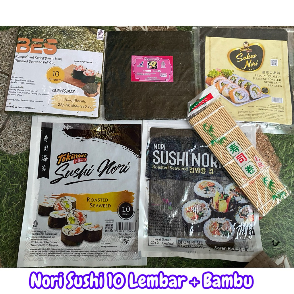 

Paket sushi nori 10 lembar + bambu sushi java bahan bento dry seaweed halal termurah sushi nori java tokinori sakao sale murah nori korea