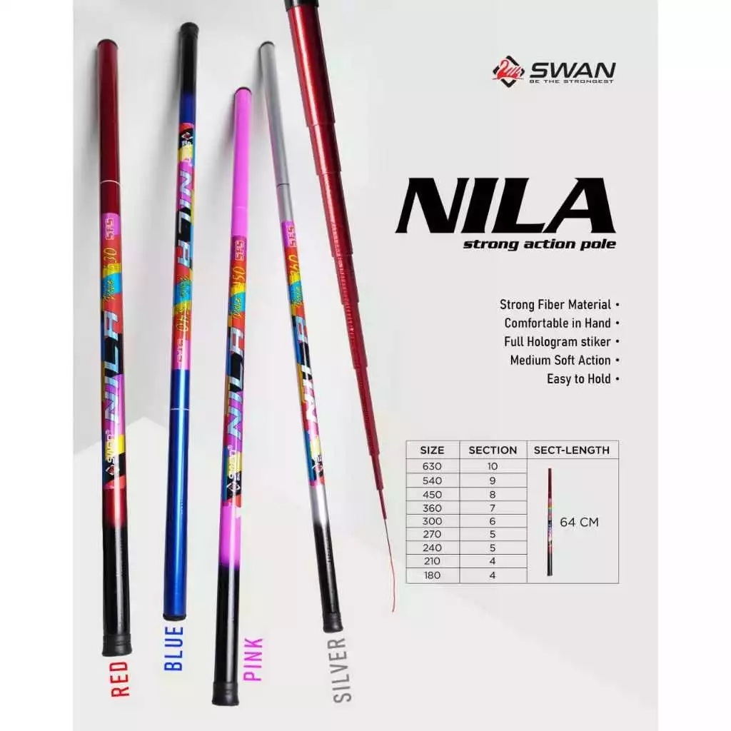 Joran Pancing Tegek/Joran Pancing Pool SWAN Nila Pole RUAS PANJANG (Lentur)