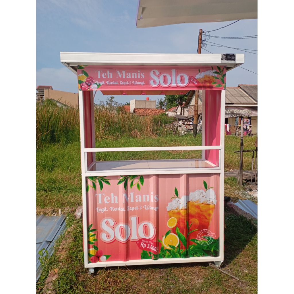 grobak teh solo, custom brand, booth semi container, grobak jualan 120x60x185 FREE ONGKIR JADETA& BE