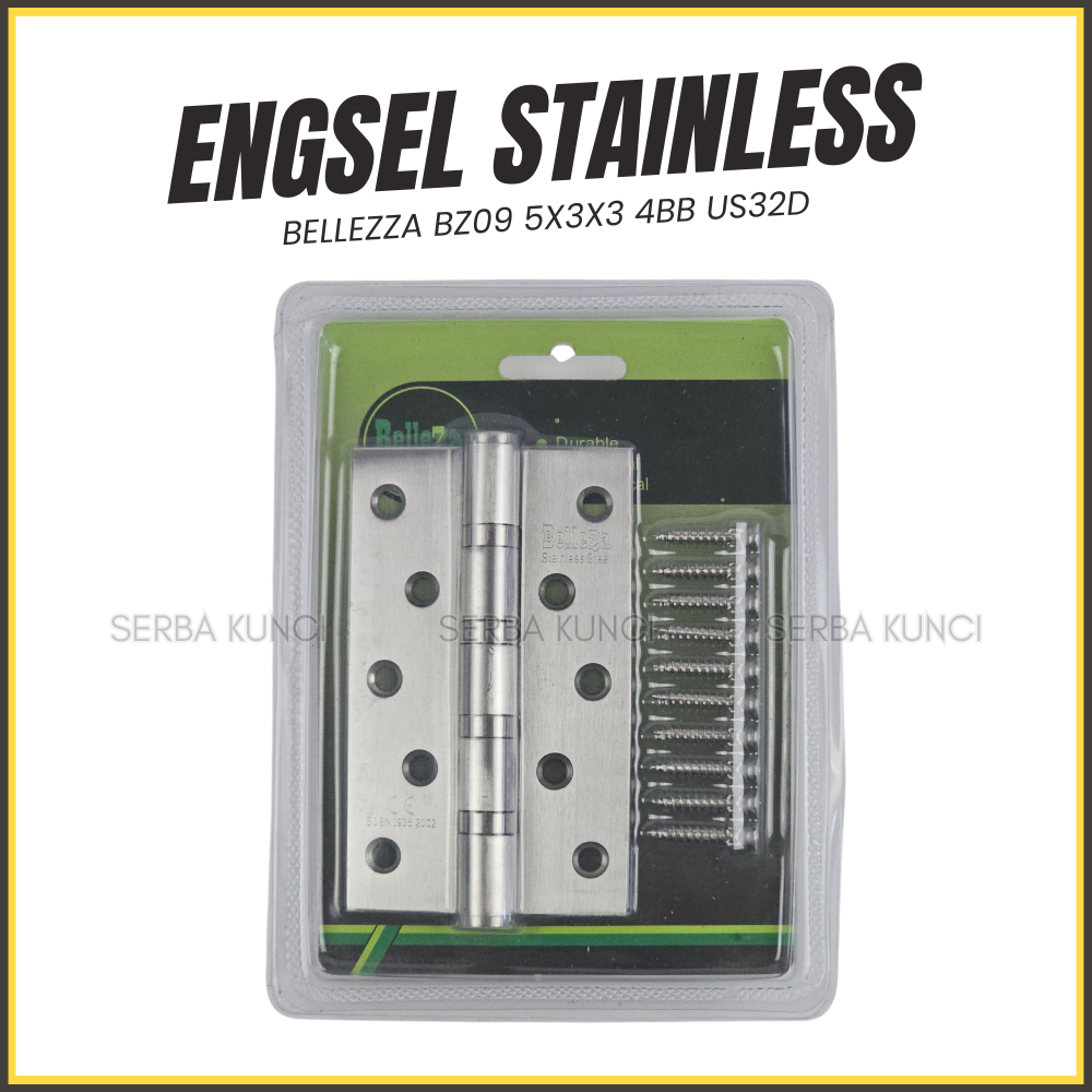 Bellezza Engsel Stainless 5" BZ09 5x3x3 4BB US32D Bearing  Blister Untuk Jendela Cendela Pintu Rumah