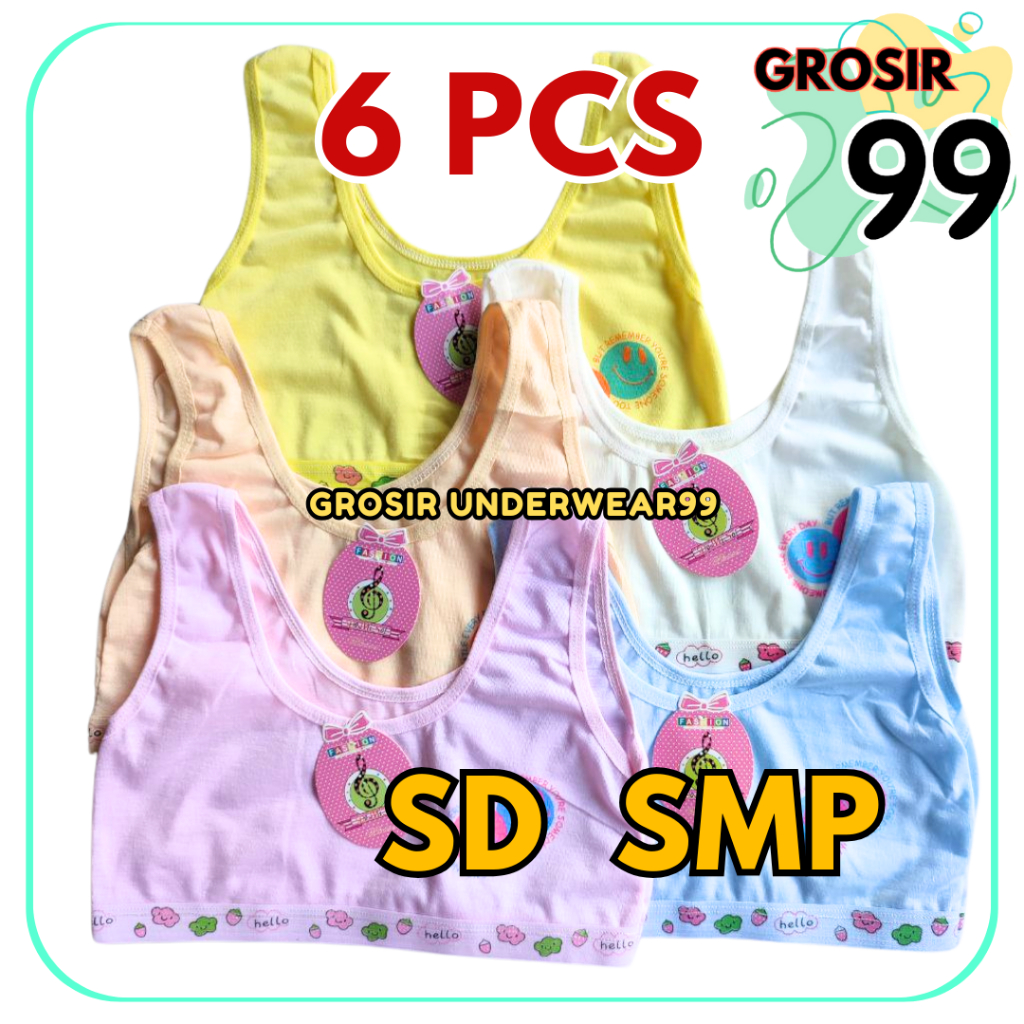 TERLARIS 6PCS Mini Set Anak Katun Sekolah SD SMP Bra BH Miniset Anak Cewek Domisol GROSIR99