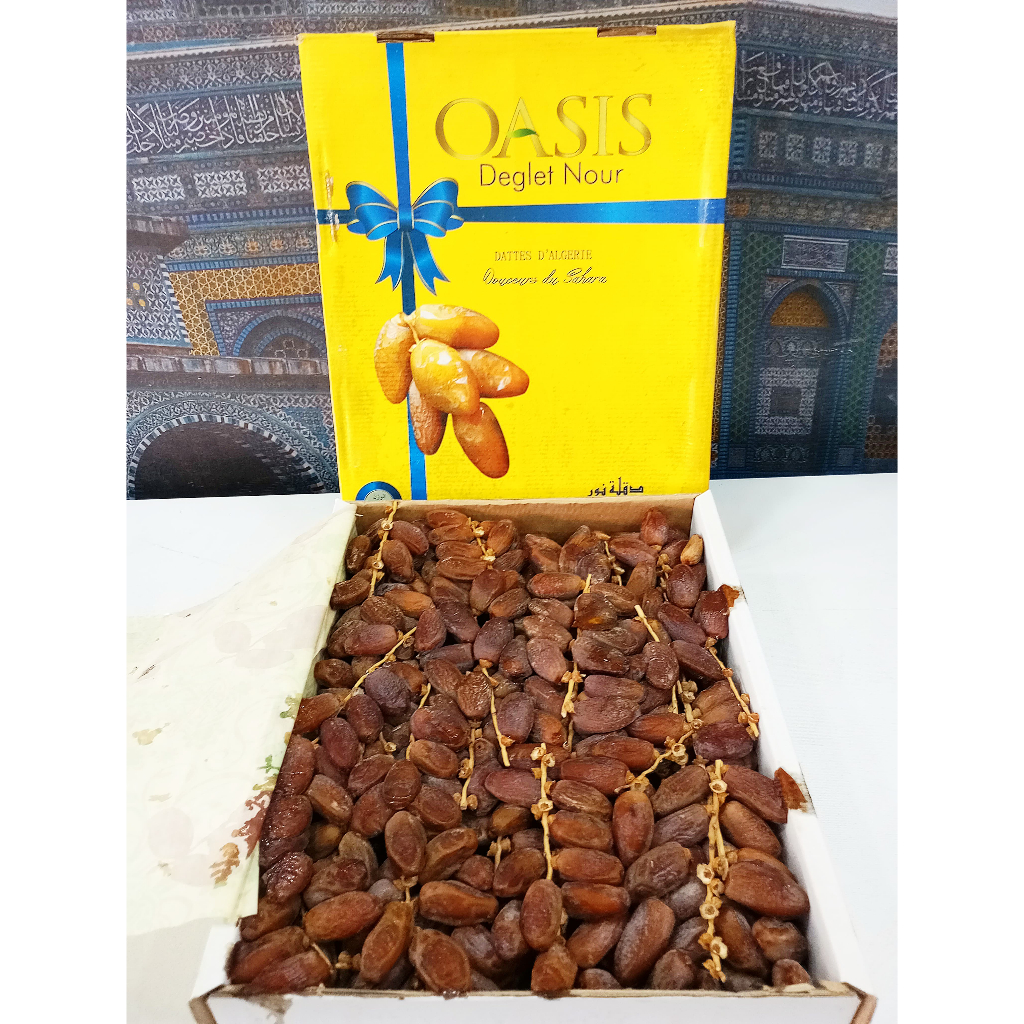 

KURMA DEGLET NOUR OASIS/KURMA TUNISIA TANGKAI KEMASAN 5 KG KURMA DEGLET NOUR