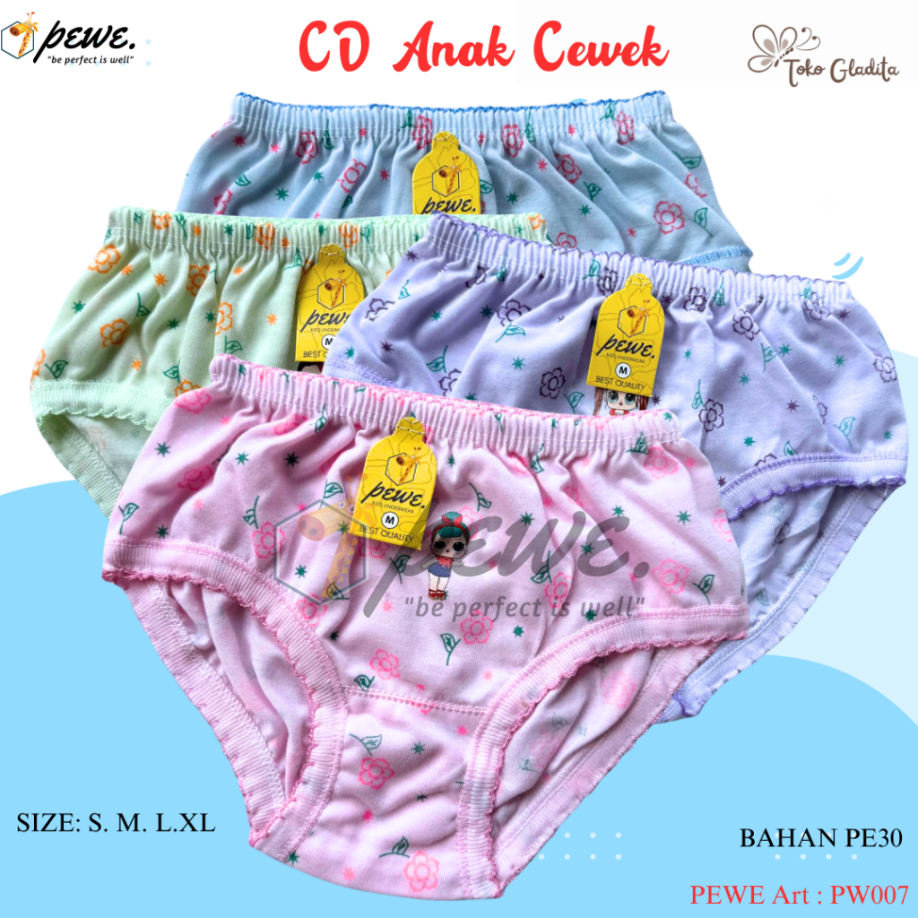 12 PCS Celana Dalam Anak Perempuan Halus Dan Nyaman /Cd Anak Cewek Lusinan /CD Anak Perempuan Warna