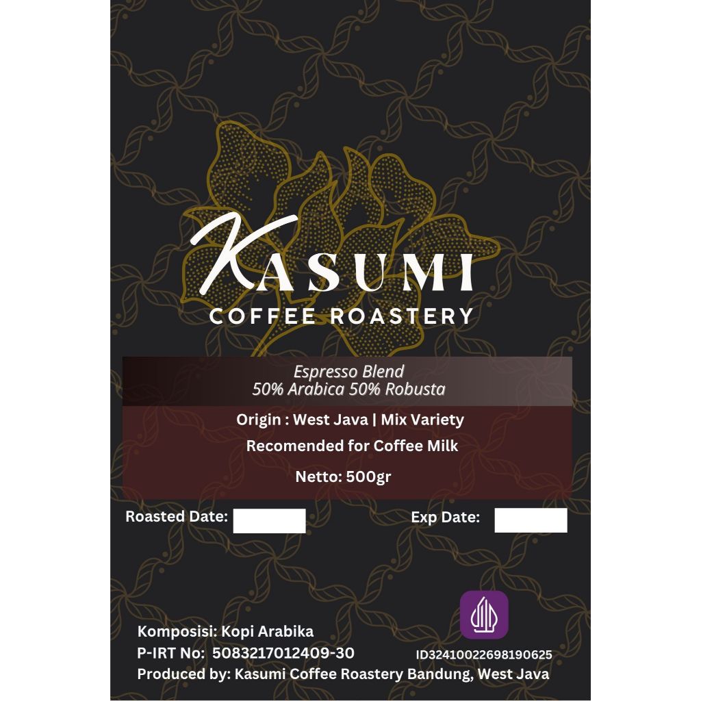 

Kasumi - Kopi House Blend Recomended For Espresso 50% Arabica 50% Robusta - West Java - 500 Gr