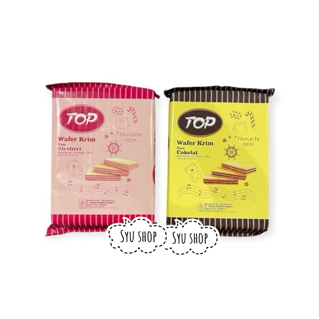 

nissin top wafer chocolate strawberry coklat 250gr