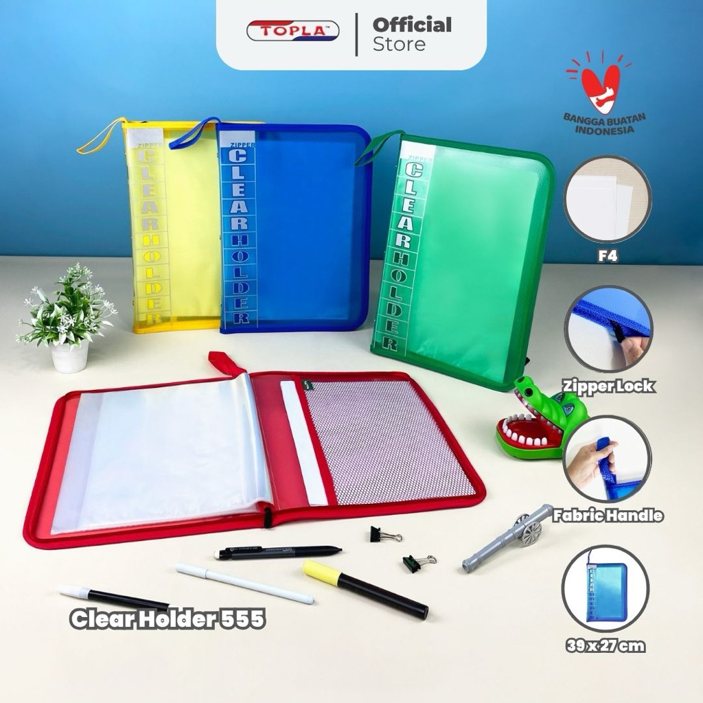 

TOPLA Clear Holder 555 Dokumen Keeper resleting map ijazah rapor ukuran F4 isi 10/20/40/60 File