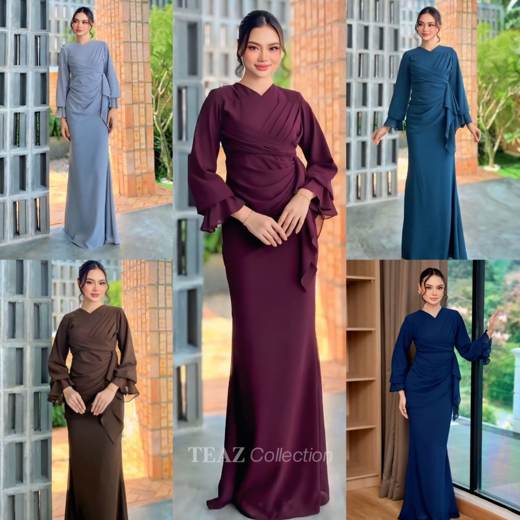 DISKON TEAZ CLARA DRESS GAMIS KONDANGAN SIMPLE ELEGAN DRESS MALAYSIA CERUTI BABYDOLL/GAMIS MALAYSIA