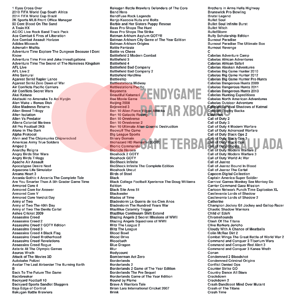 LIST GAME XBOX 360 JTAG RGH