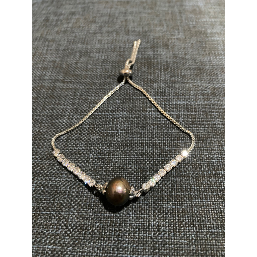 gelang serut rhodium mutiara hitam laut lombok asli