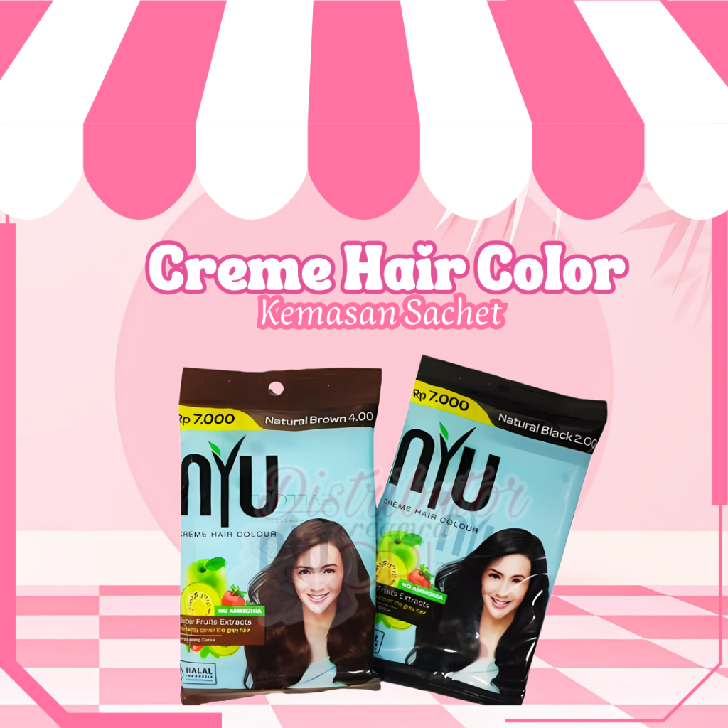 NYU Creme Hair Color Kemasan SACHET NEW 20g warna | Pewarna Rambut  | BPOM