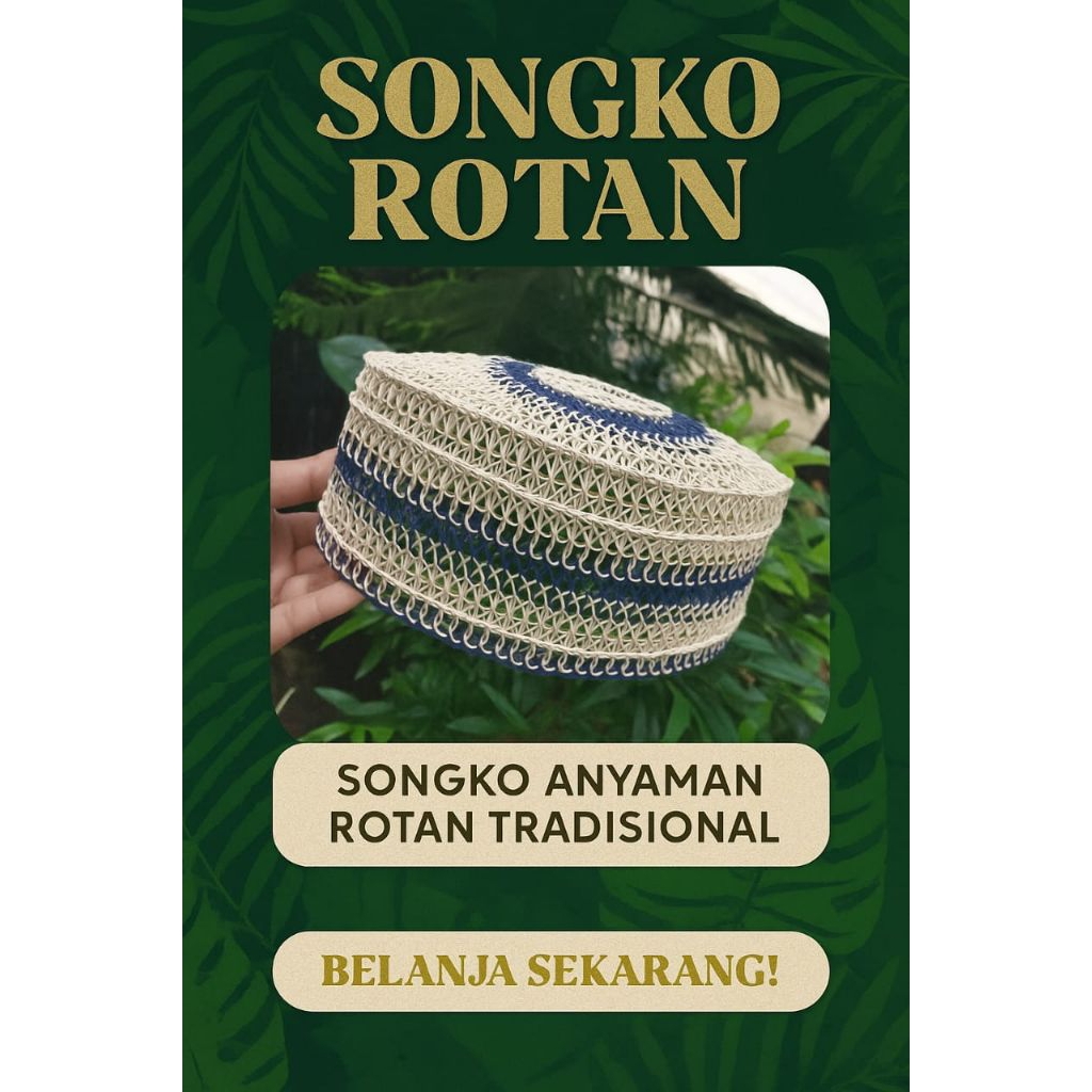 Peci Rotan Premium / Songko Rajut Handmade Elegan & Adem Peci Sholat Dewasa & Anak