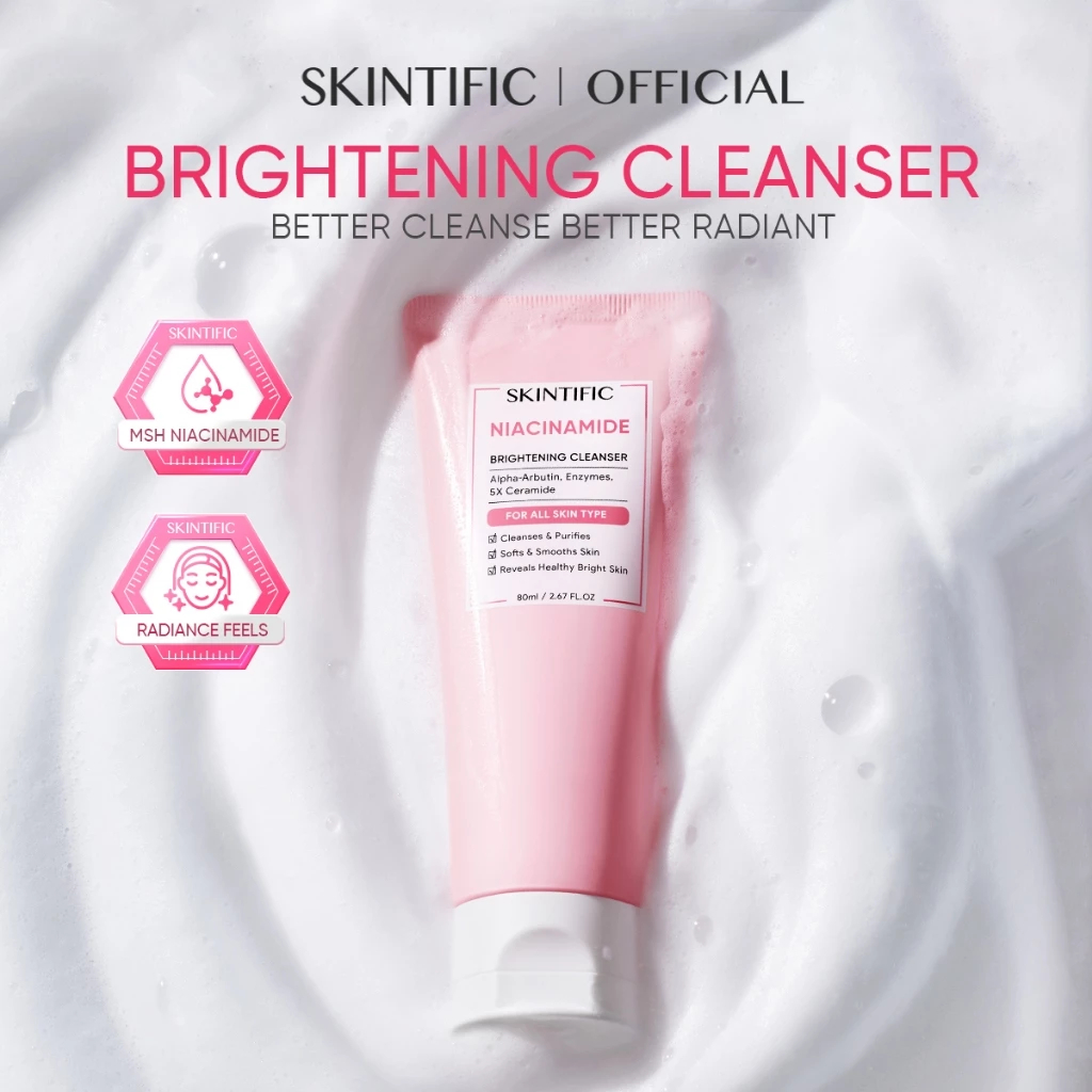 SKINTIFIC - Niacinamide Brightening Cleanser 160 ml | Exfoliating, Glowing, Oil‑Control, BPOM