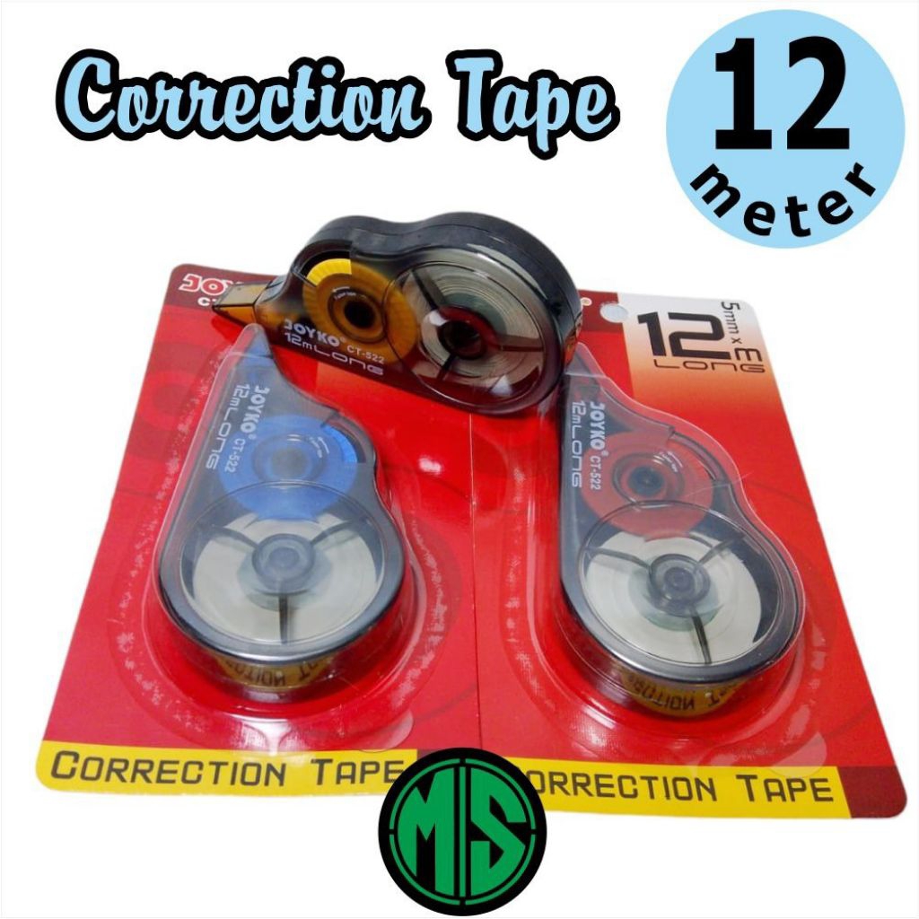

CORRECTION TAPE JOYKO TIPE-X ROLL, TIP EX PITA KOREKSI 5mm X 12 meter HARGA 1 PCS