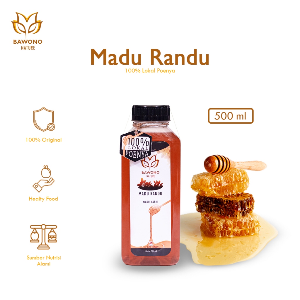 

Madu Randu Murni 500 ml Organik Bawono Nature - 100% Madu Herbal Asli, Alami, Kaya Nutrisi