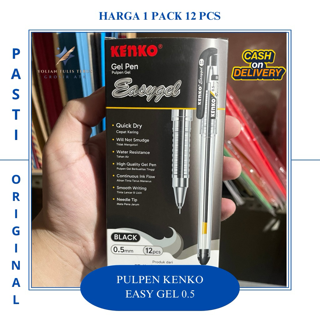 

Pulpen Kenko Easy Gel HITAM 0.5mm 1Pack (12pcs)