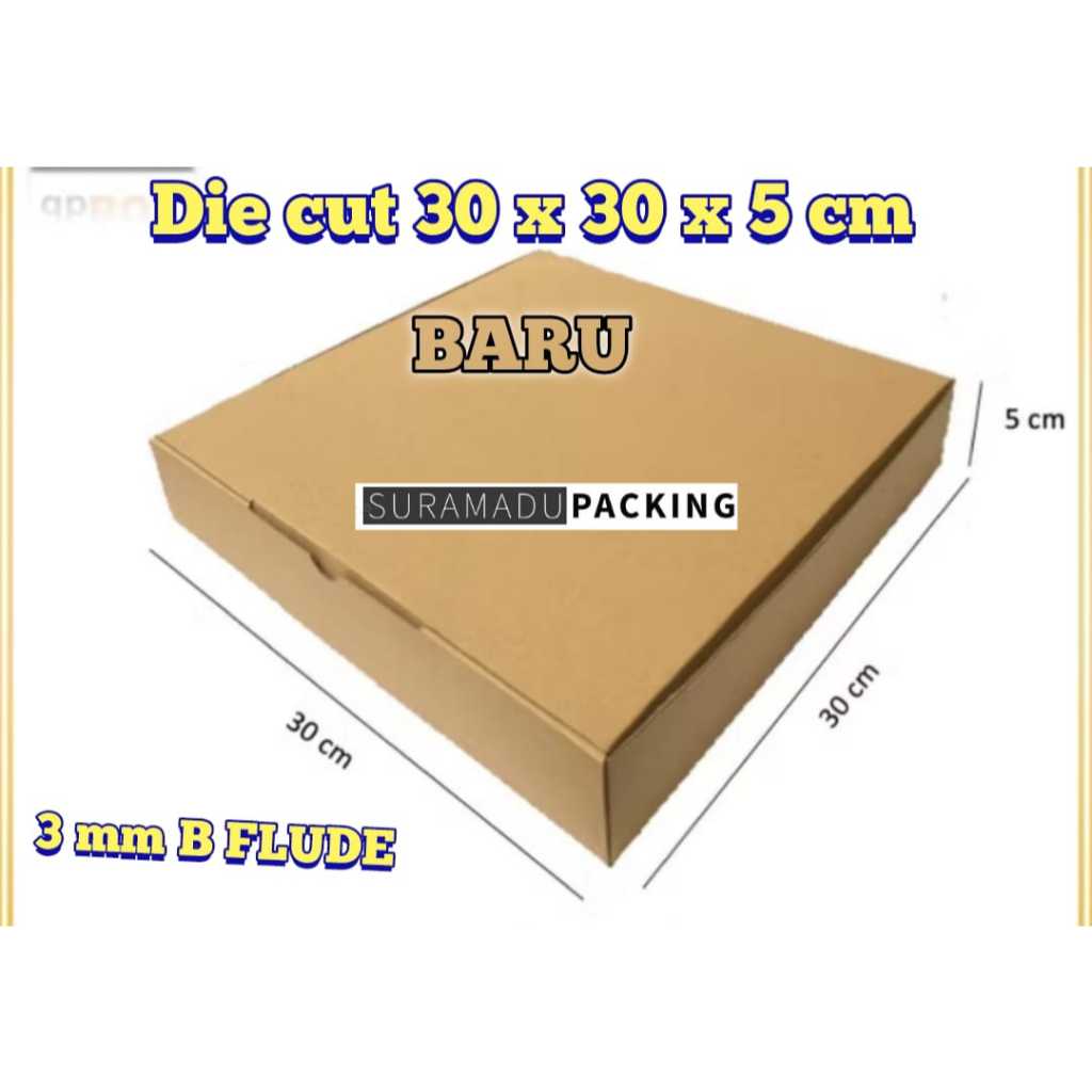 

Kardus box packing DIE CUT 30x30x5 cm bahan B-flude 3mm DIE CUT PIZZA kardus box packing Die cut pizza Kardus box karton packing 30x30x5 cm Packing Polos dan Tebal 3mm B FLUDE