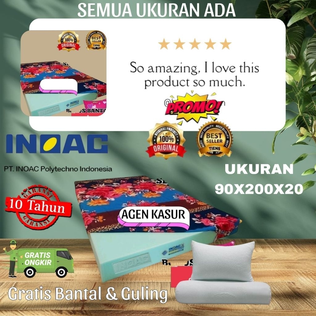 [Termurah] Kasur Busa INOAC 90x200x20cm(Single) Original EON D23 Anti Kempes Promo Gratis Bantal & G