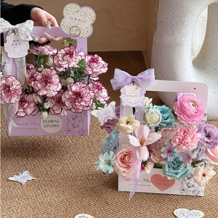 

[FLOWER BAG TENTENG ROMANTIC FLOWER] Kotak Bunga Tenteng, Flower Box Bucket, Kotak Tenteng Bunga Romantic, Handy Bag Florist