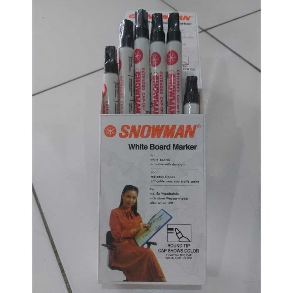 

KODE V59Q Spidol WhiteboardPapan TulisBisa DihapusTidak Permanen Snowman BG12 Isi 12Pcs