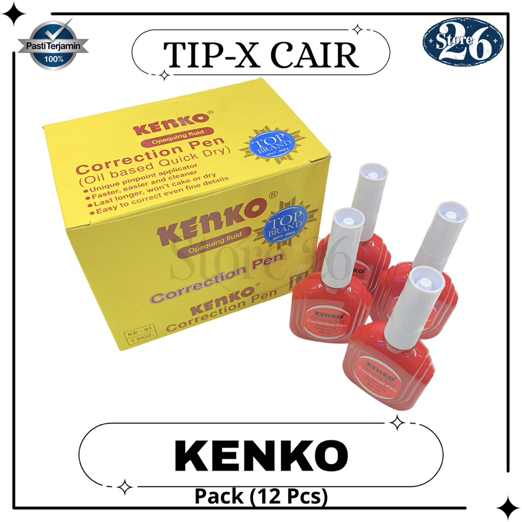 

Tip-ex Kenko Cair Merah / Correction Pen Kenko (Pack)
