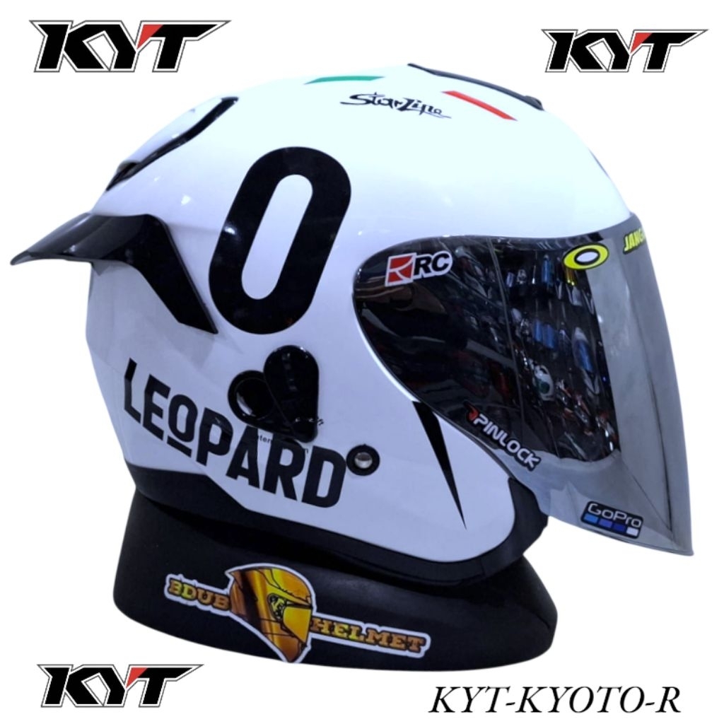 Helm KYT Kyoto R White Leopard ganteng original KYT