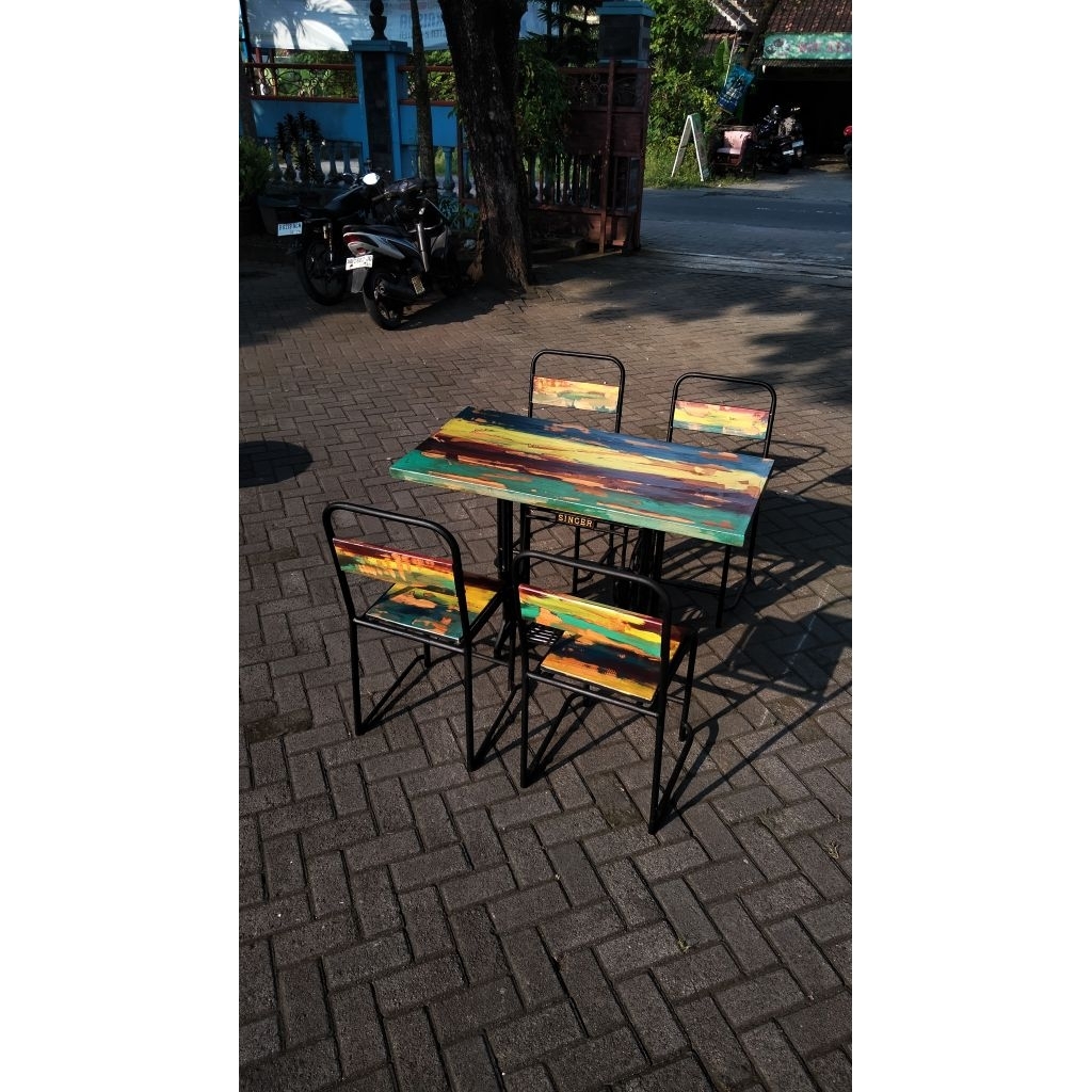 meja kursi vintage kaki mesin jahit jadul meja cafe resto