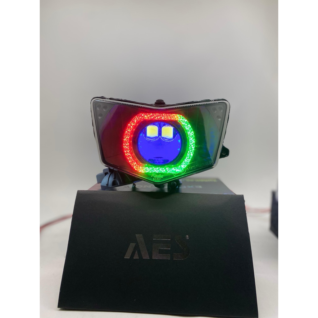 Lampu Depan KAWASAKI Ninja RR new set biled AES DLB  + SHROUD 5D Crystal RGB reflektor ORIGINAL