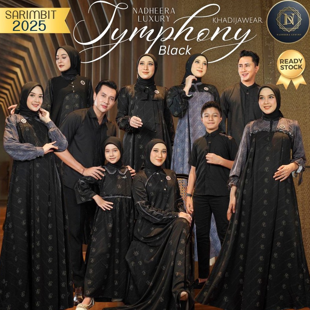 KODE G26E Ready SYMPHONY FAMSET Black Stone Sarimbit 225 Nadheera Luxury Hitam Lebaran Couple Silk K