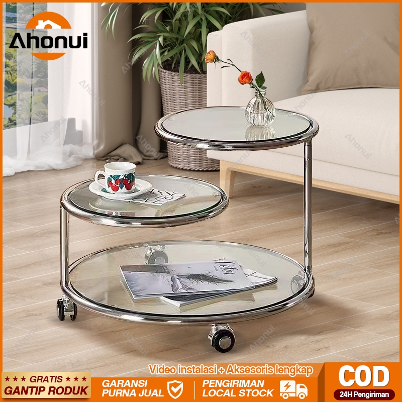 Meja Teh Kecil / Kaca Ketinggian Yang Dapat Disesuaikan / Meja Kopi / Meja Samping Sofa Bergerak / K