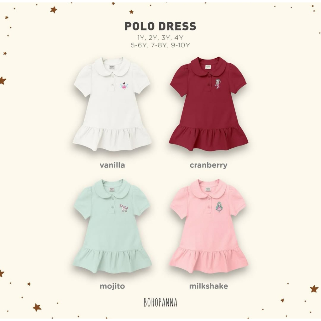 BOHOPANNA - POLO DRESS - Dress Anak Perempuan - Dress Polo