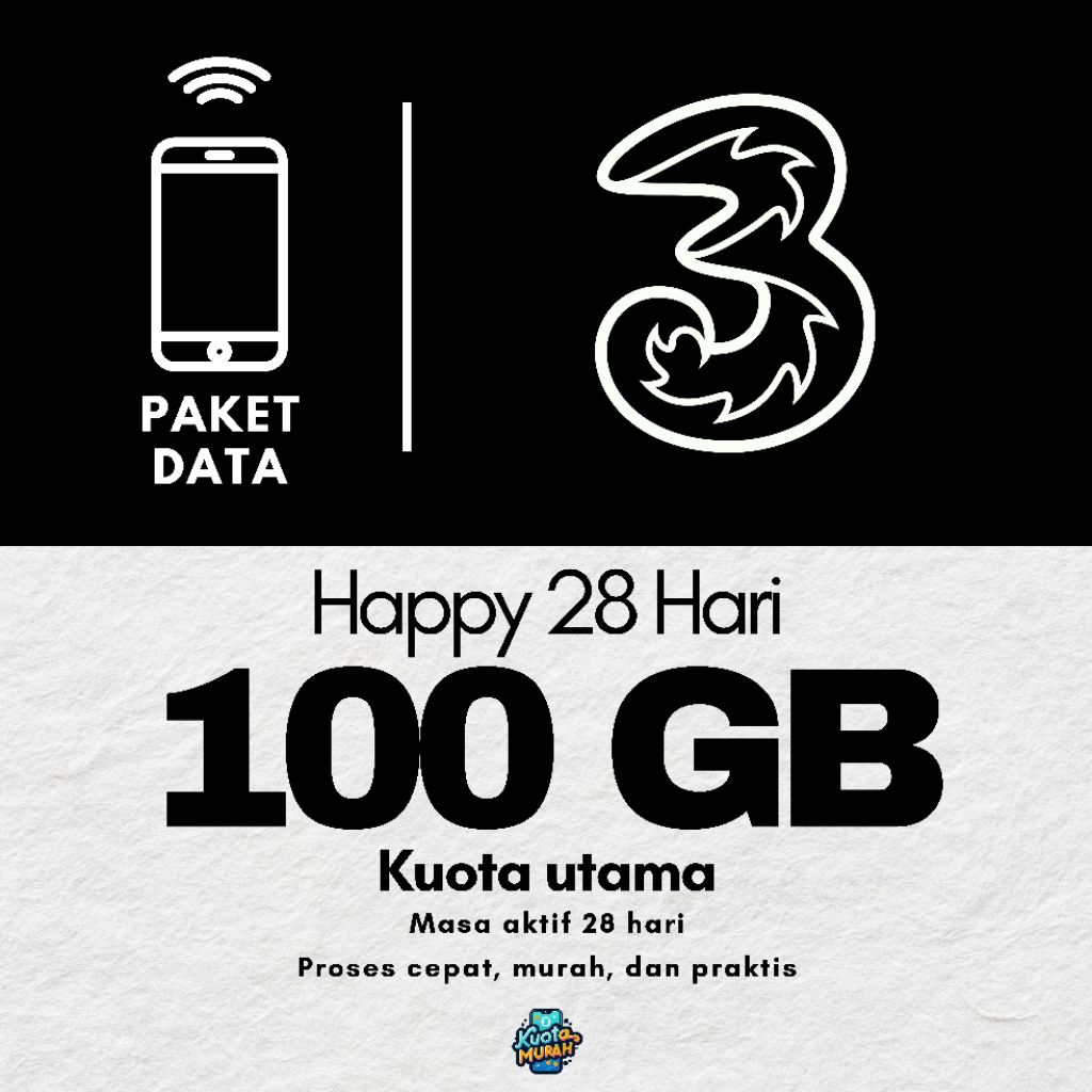 KUOTA TRI HAPPY 28HARI, PAKET DATA TRI, KUOTA TRI MURAH