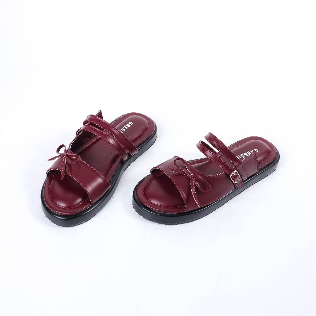 CUCI GUDANG GRESSINI - Sandal Platform Wanita Kekinian / Sandal Slop Tali Pita Empuk Terbaru