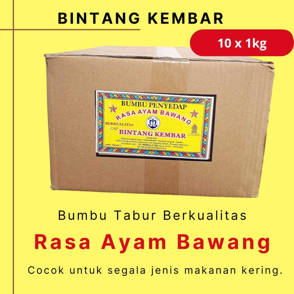 

Bumbu Tabur Rasa Ayam Bawang merk Bintang Kembar mdl 525 1 Dus (1000gr x 10 sachet)
