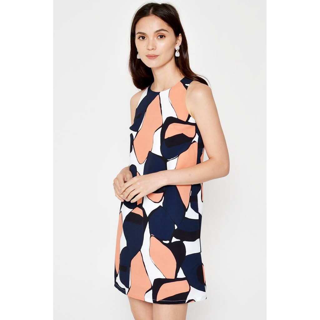 𝙉𝙀𝙒 Love & Bravery Zadia Geometric Print Sleeveless Mini Dress Pink Fashion Wanita