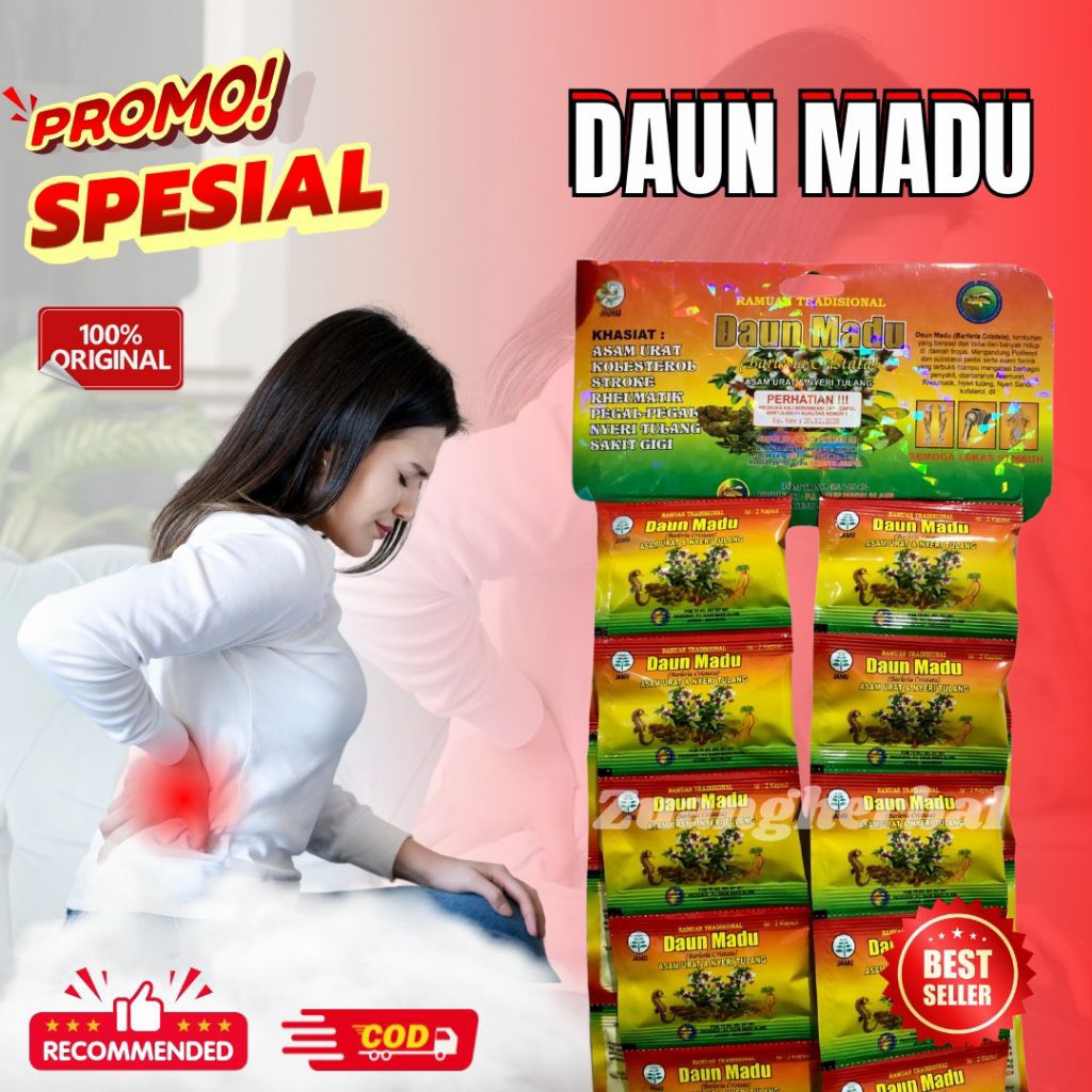 

Ramuan Tradisional Daun Madu Kapsul || Kemasan Kuning 1 Renceng Isi 20 Sachet