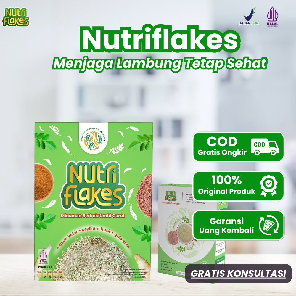 

Nutriflakes – Sereal Sehat Umbi Garut Atasi Maag, Gerd & Asam Lambung | 1 Box
