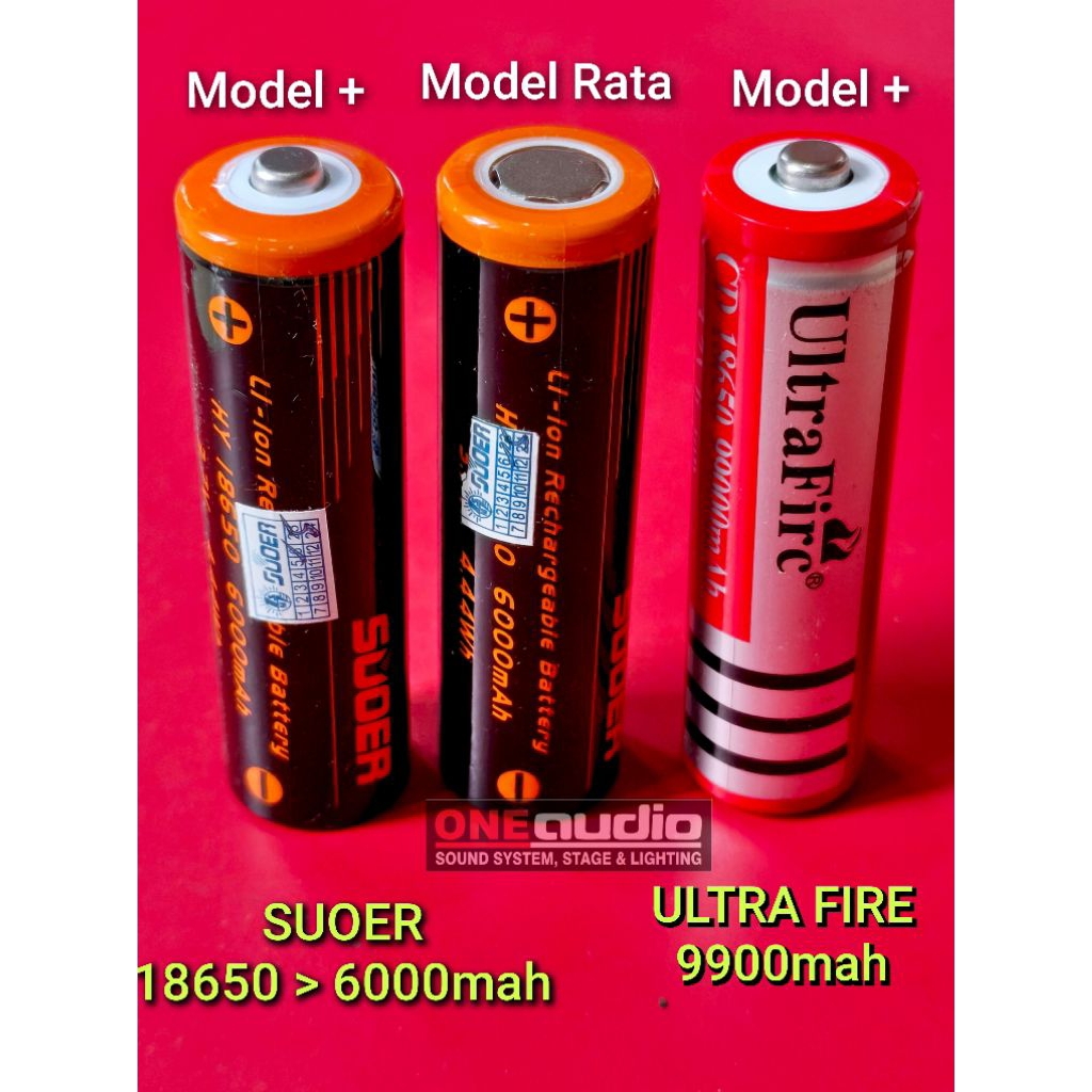 Batre cash ulang SUOER 3.7v 18650 6000mah Ultra Fire 3.7v 18650 9900mah