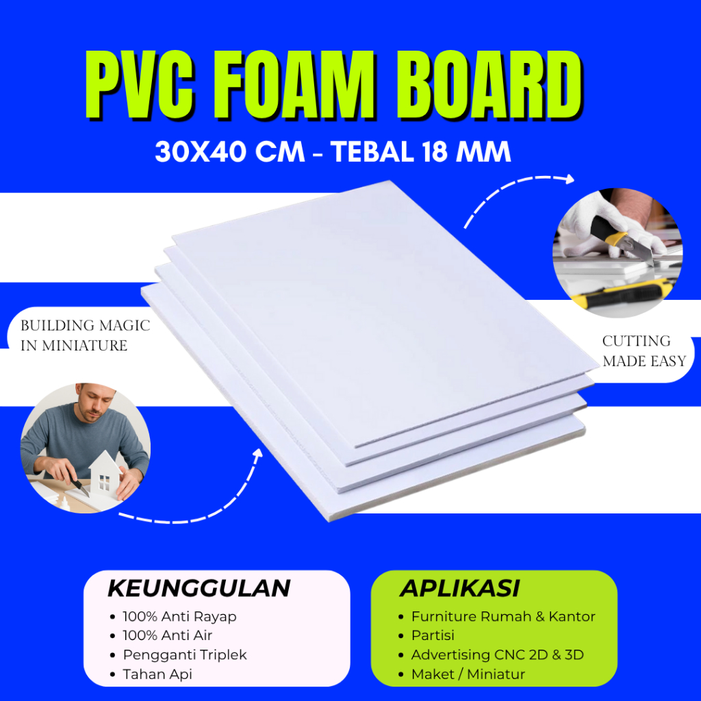 PVC Foam Board Tebal 18mm Ukuran 30x40 - PVC Foam Board White